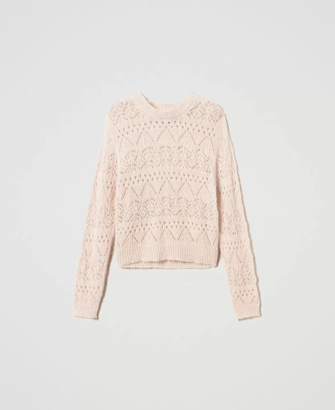 TWINSET Milano Pulls Et Cardigans*Pull En Mohair Mélangé Avec Différents Points Rose « Peach Pink »