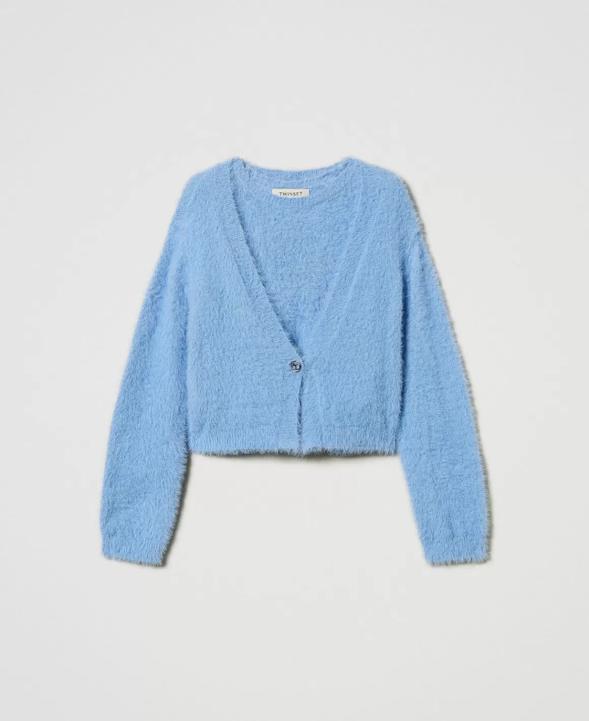 TWINSET Milano Pulls Et Cardigans*Pull Et Cardigan Avec Bouton Oval T Bleu « Frozen Fjord »