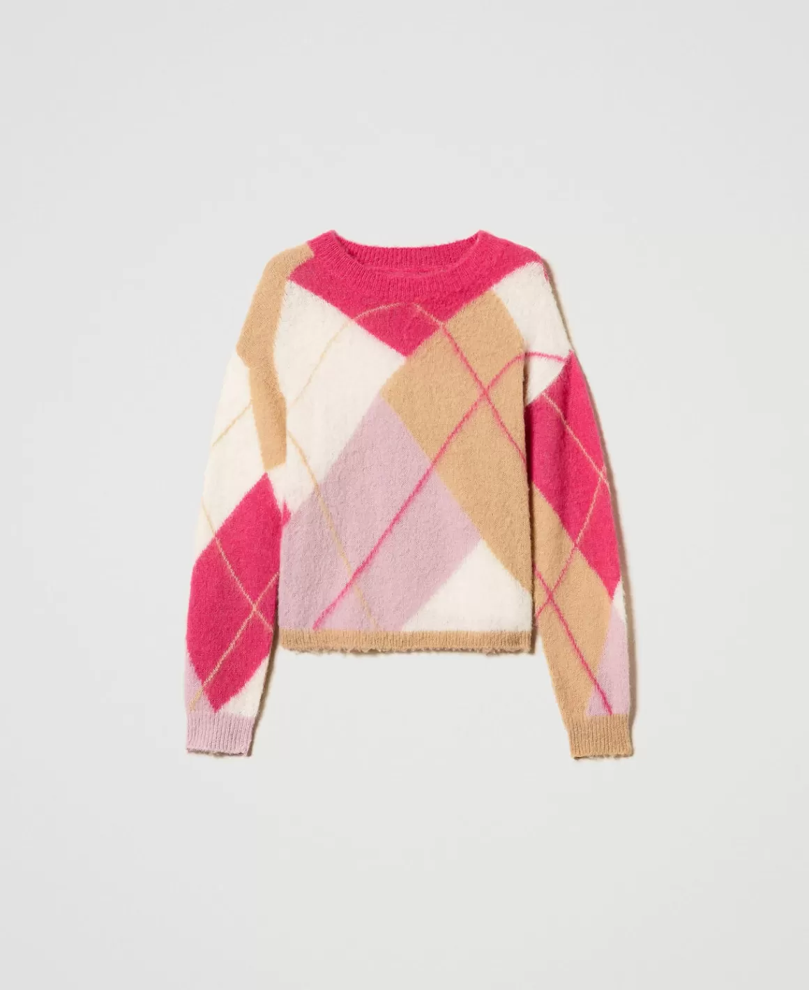 TWINSET Milano Pulls Et Cardigans*Pull Jacquard Argyle En Laine Mélangée Jacquard Argyle Rose