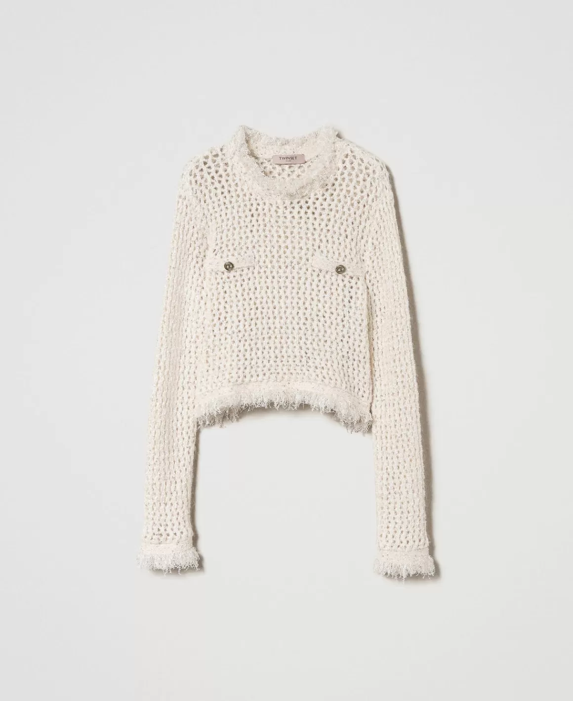 TWINSET Milano Pulls Et Cardigans*Pull Jacquard Point Filet Blanc « Old White »