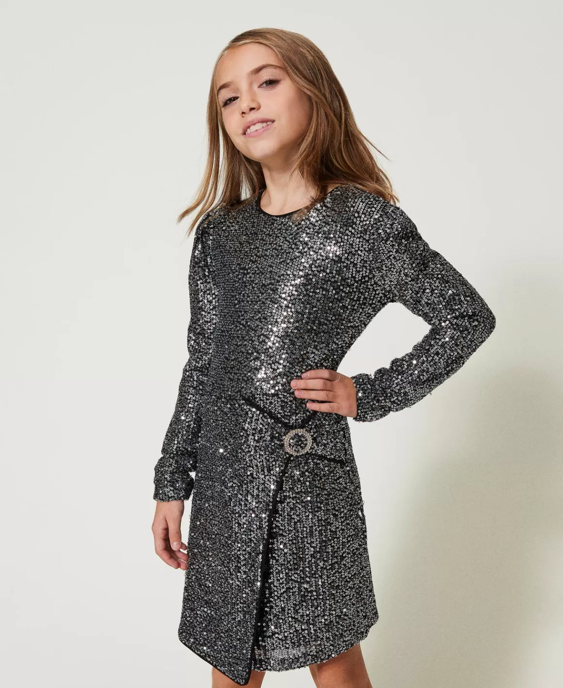 TWINSET Milano Robes*Robe Courte Avec Sequins All-over Canon de Fusil Métallisé