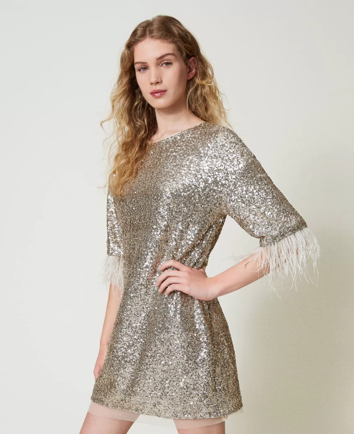 TWINSET Milano Robes De Cérémonie | Robes Courtes*Robe Courte Avec Sequins All-over Platine