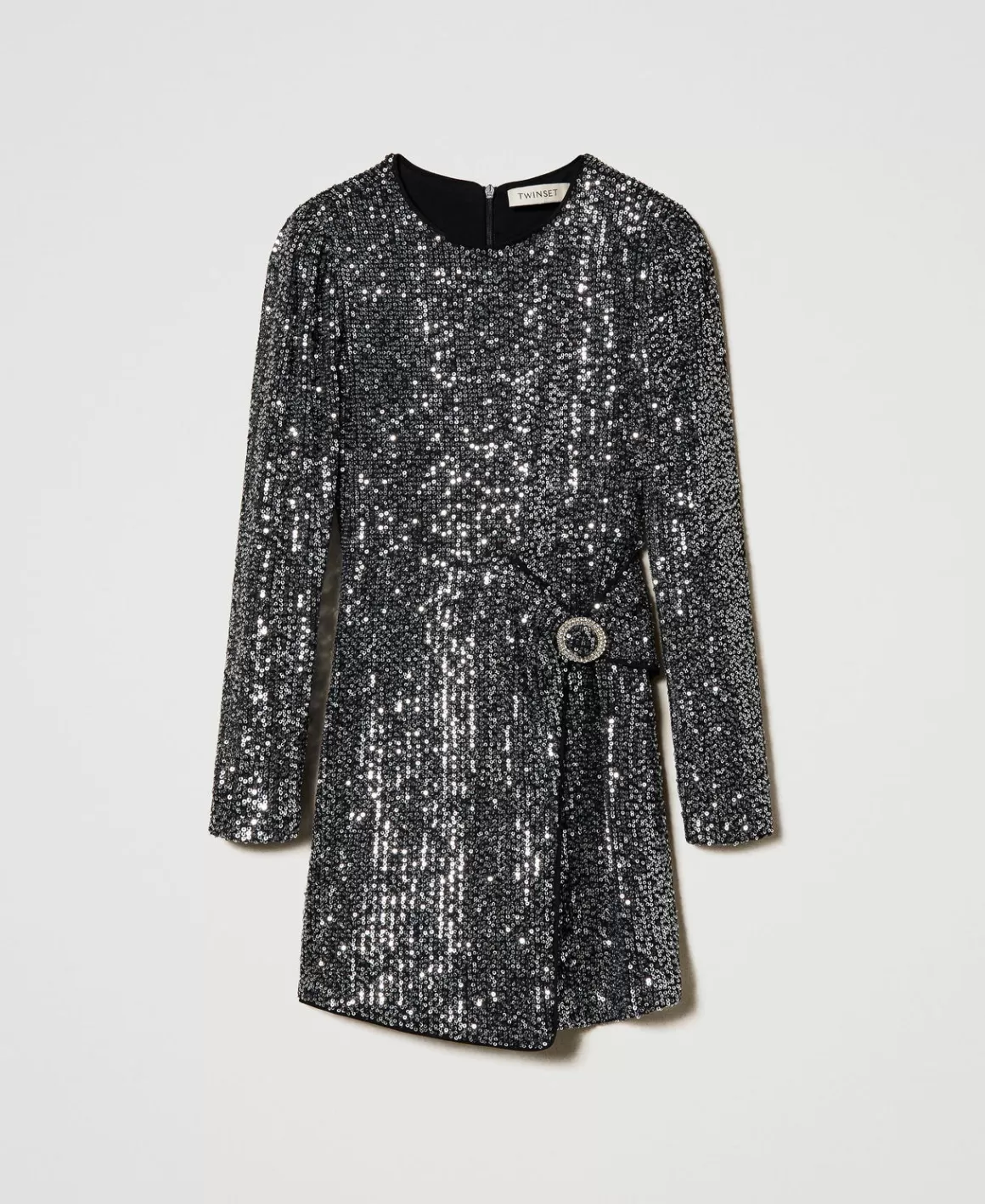 TWINSET Milano Robes*Robe Courte Avec Sequins All-over Canon de Fusil Métallisé