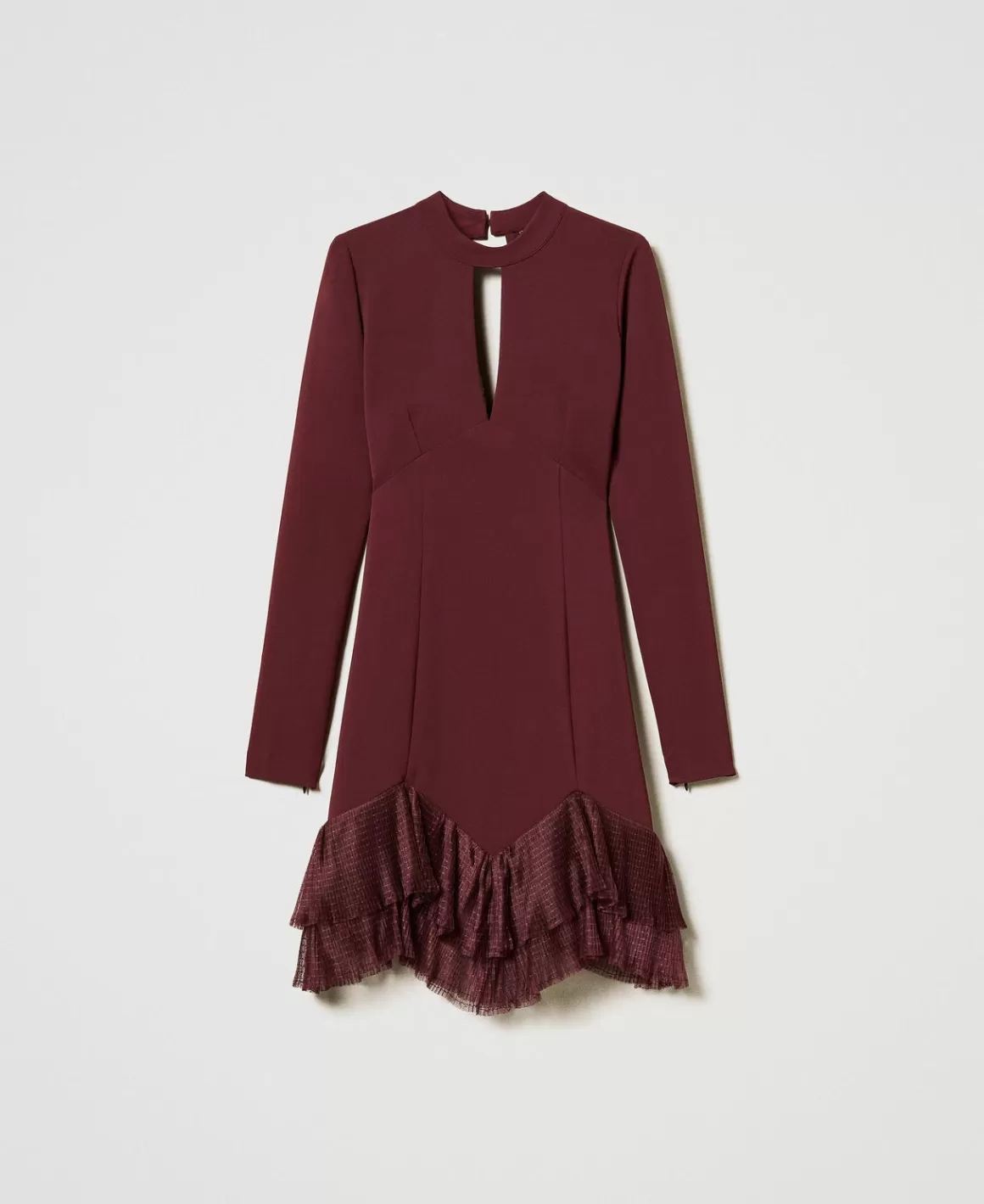 TWINSET Milano Robes Élégantes | Robes Courtes*Robe Courte Avec Volants Plissés En Tulle Rouge « Plum Wine »