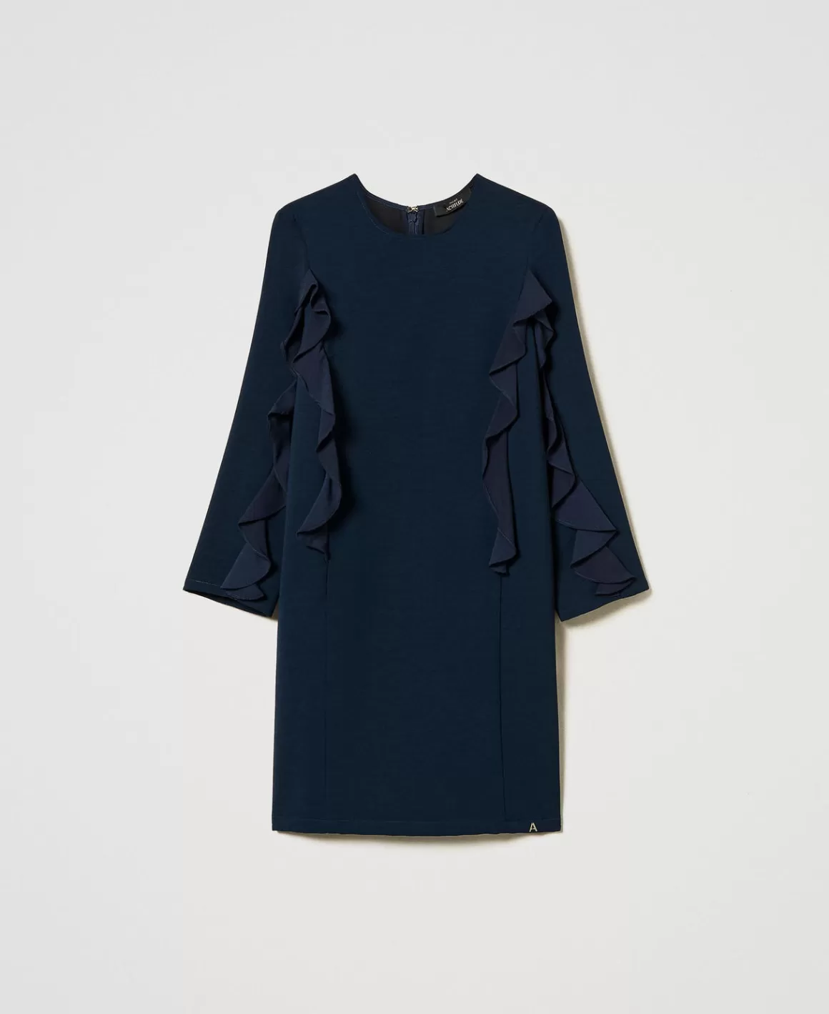 TWINSET Milano Robes Courtes*Robe Courte En Cady Avec Volant Bleu Marine