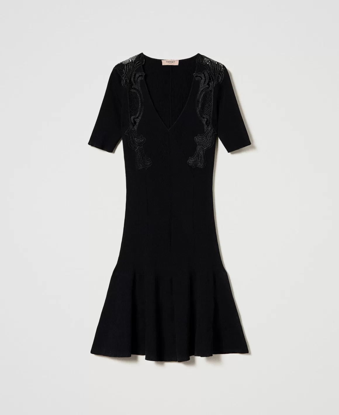 TWINSET Milano Robes De Cérémonie | Robes Élégantes*Robe Courte En Maille Avec Dentelle Noir