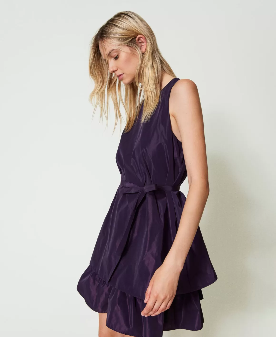 TWINSET Milano Robes De Cérémonie | Robes Élégantes*Robe Courte En Taffetas Avec Volant Aubergine