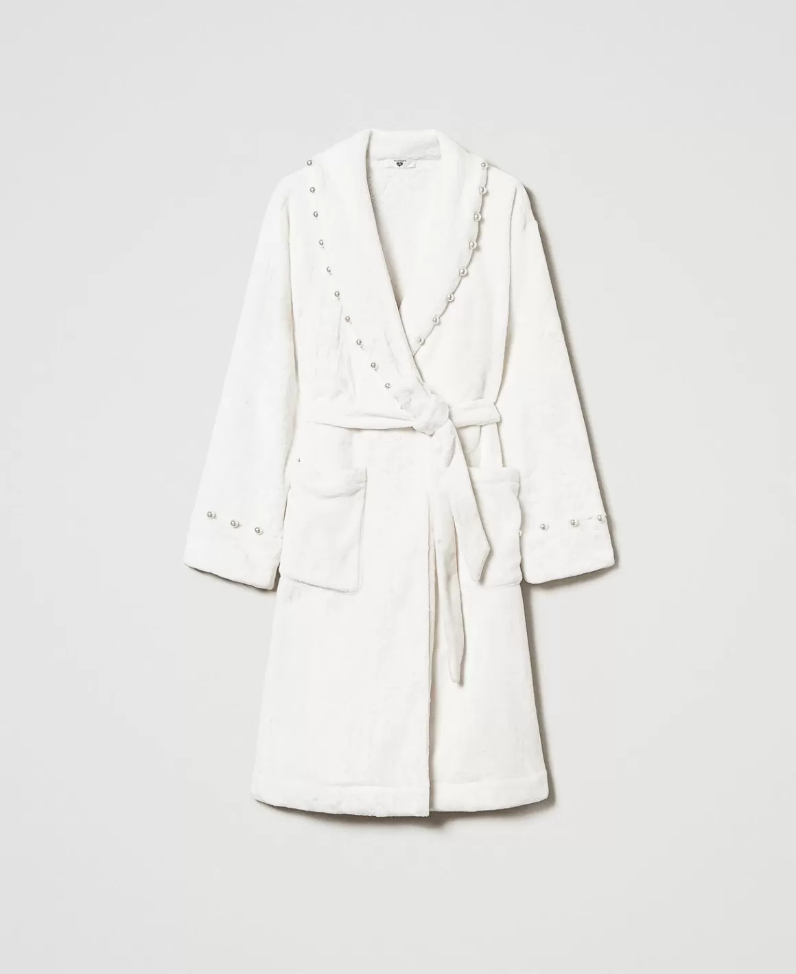 TWINSET Milano Sous-Vêtements Et Vêtements De Nuit*Robe De Chambre En Fausse Fourrure Avec Perles Blanc Antique White