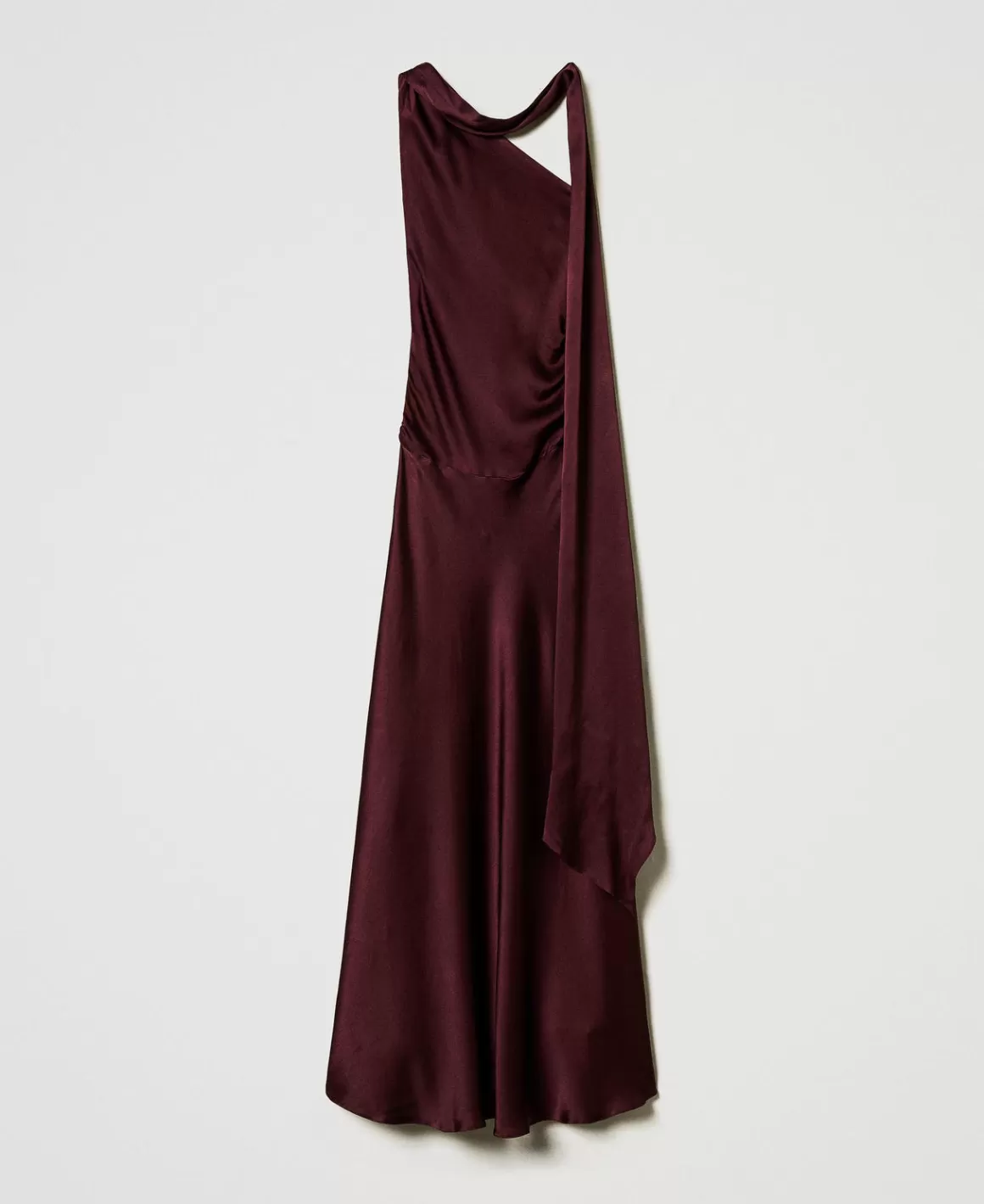 TWINSET Milano Robes De Cérémonie | Robes Élégantes*Robe Longue Asymétrique En Satin De Soie Mélangée Rouge Myrte