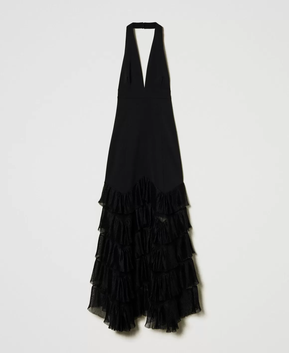 TWINSET Milano Robes De Cérémonie | Robes Élégantes*Robe Longue Avec Encolure Licou Et Volants Plissés En Tulle Noir