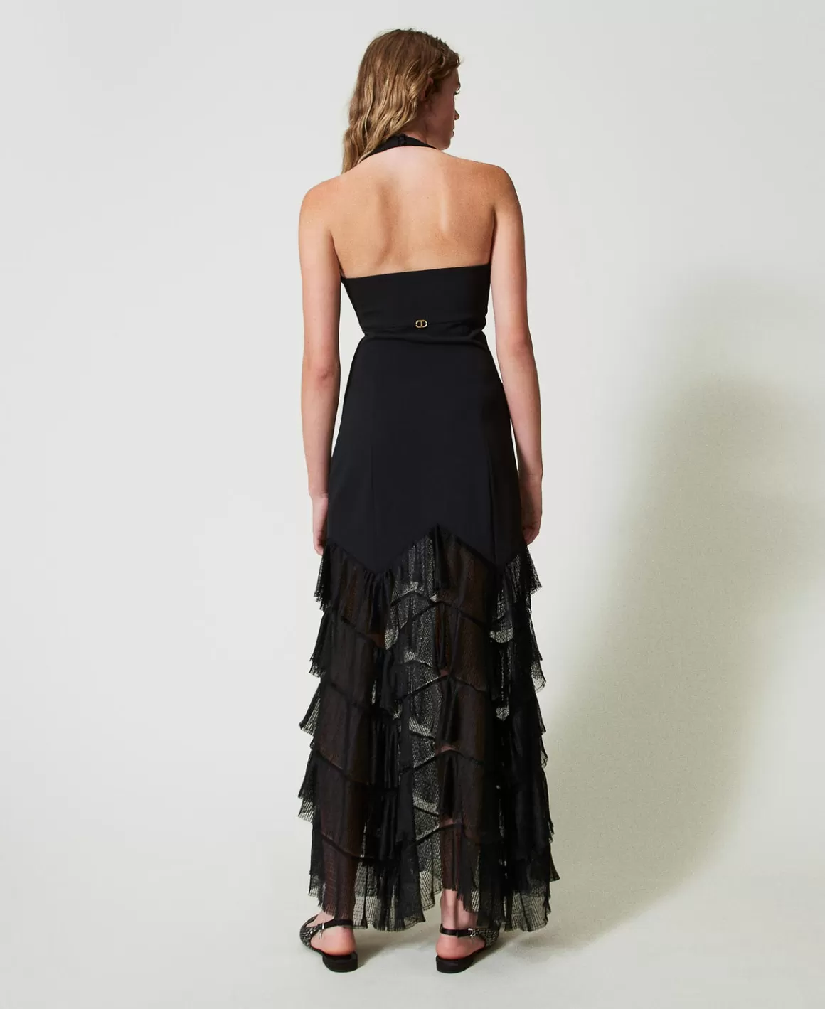 TWINSET Milano Robes De Cérémonie | Robes Élégantes*Robe Longue Avec Encolure Licou Et Volants Plissés En Tulle Noir