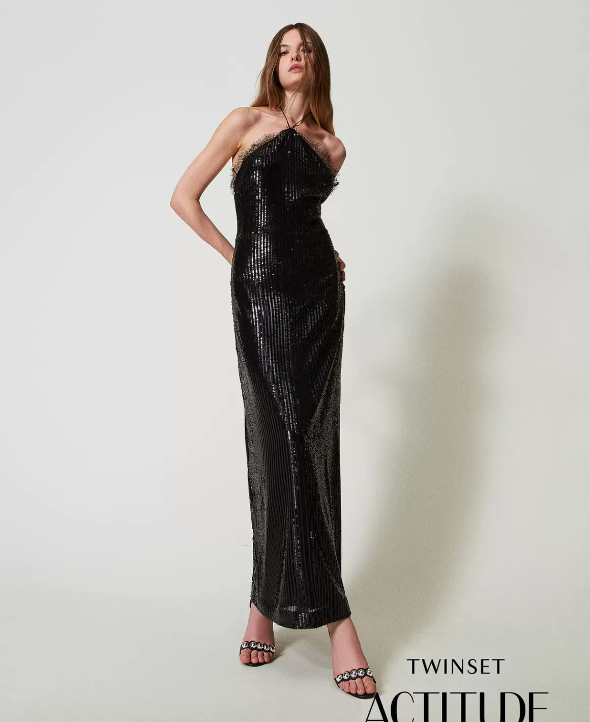 TWINSET Milano Robes De Cérémonie | Robes Élégantes*Robe Longue En Sequins Avec Dentelle Noir