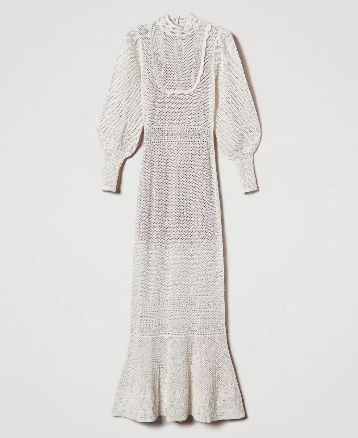 TWINSET Milano Robes De Cérémonie | Robes Élégantes*Robe Longue «Lara» En Maille Point Dentelle Blanc Neige