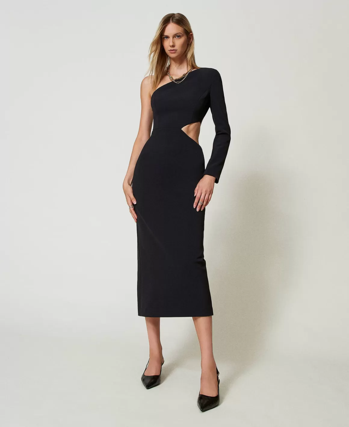 TWINSET Milano Robes Élégantes | Robes Midi*Robe Midi Asymétrique Noir