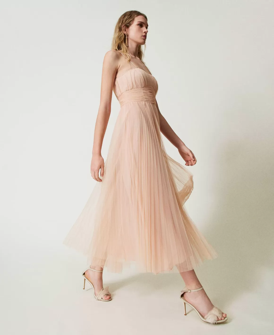 TWINSET Milano Robes De Cérémonie | Robes Élégantes*Robe Midi En Tulle Plissé Nude Clair