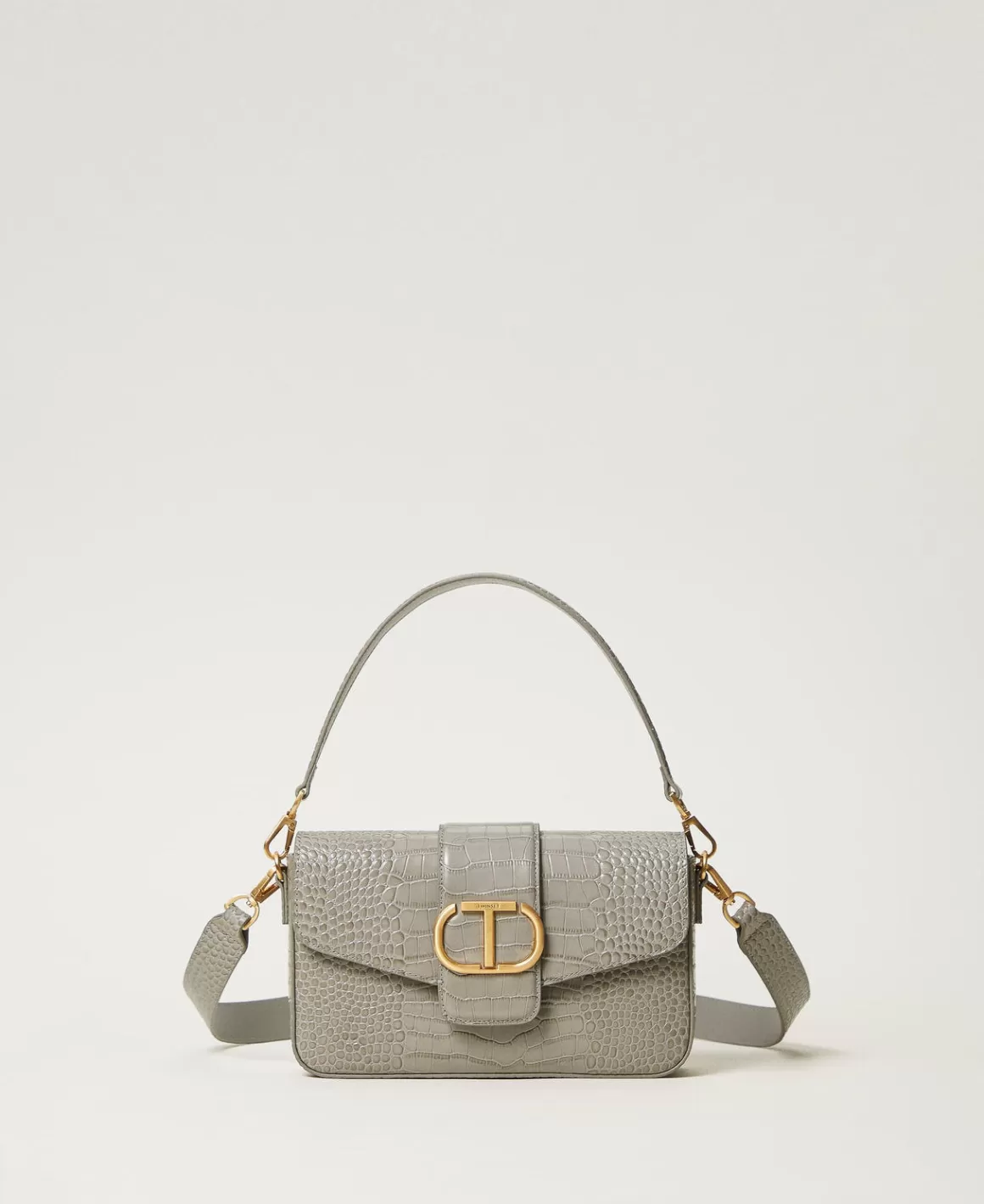 TWINSET Milano Sacs Porté Épaule | Sacs À Bandoulière*Sac à Bandoulière «Amie» Moyen Avec Imprimé Croco Gris Moyen