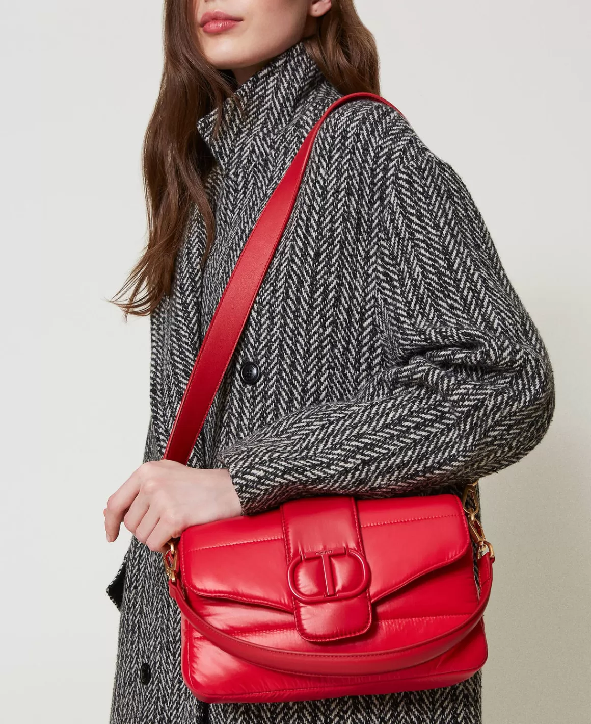 TWINSET Milano Sacs Porté Épaule | Sacs À Bandoulière*Sac à Bandoulière «Amie Ski» Moyen En Nylon Rouge Vénitien