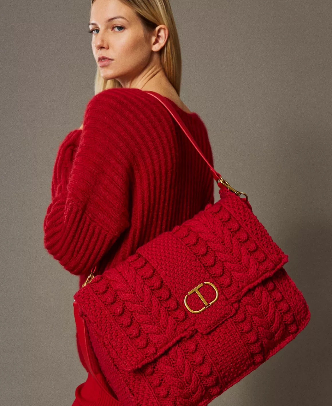 TWINSET Milano Sacs Porté Épaule | Sacs À Bandoulière*Sac à Bandoulière Tricot «Emma» Rouge Vénitien