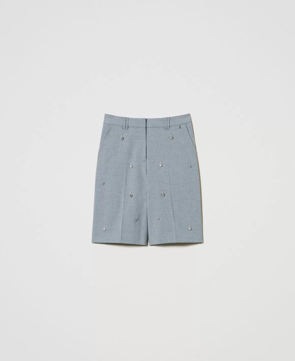 TWINSET Milano Shorts*Short Avec Broderies Réalisées à La Main Gris Chiné