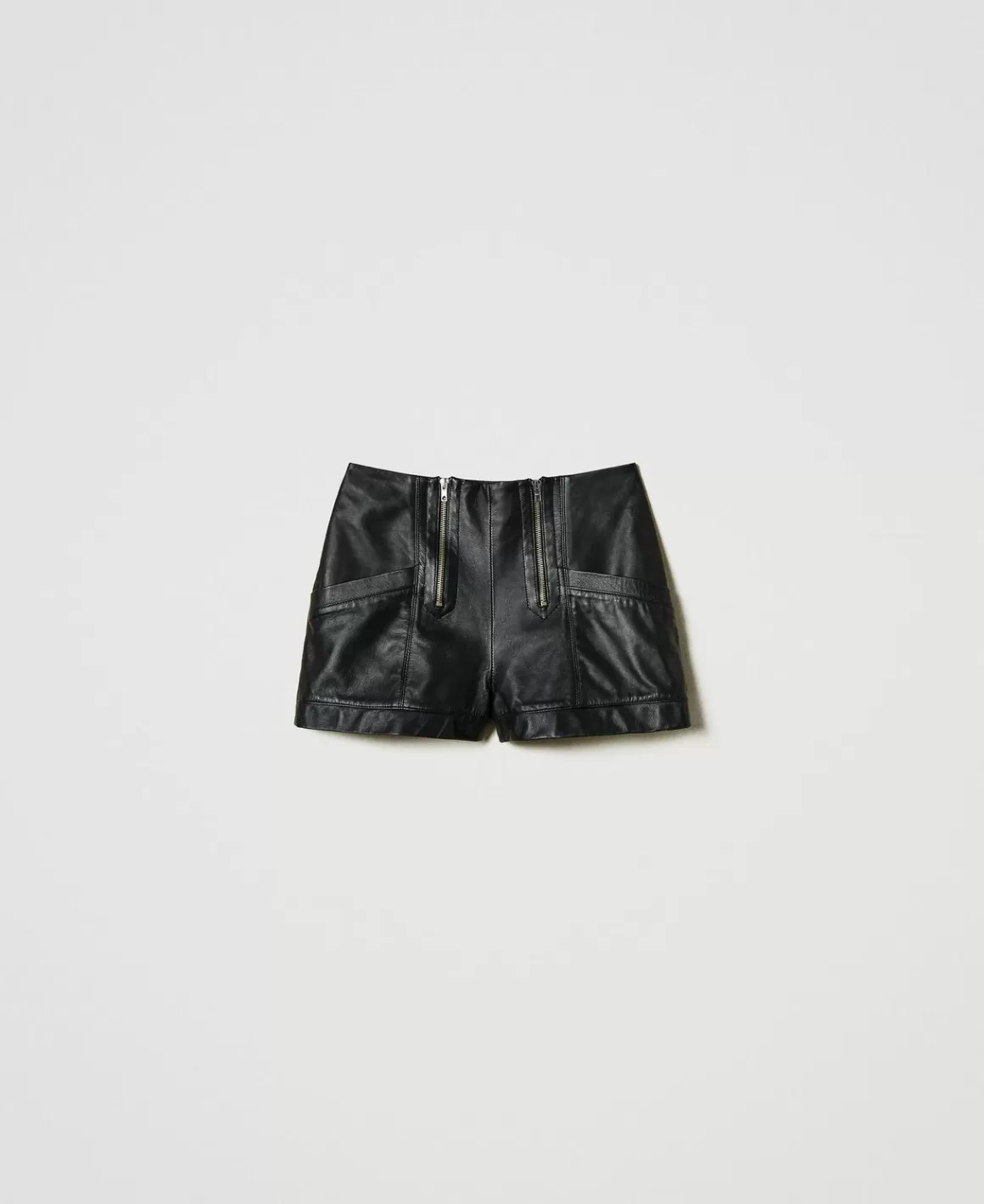 TWINSET Milano Shorts*Short «Fairfax» En Cuir Avec Fermeture éclair Noir