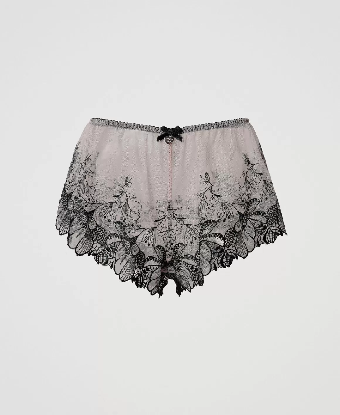 TWINSET Milano Sous-Vêtements Et Vêtements De Nuit*Shorty En Tulle Brodé Bicolore Wonder Beige/Noir