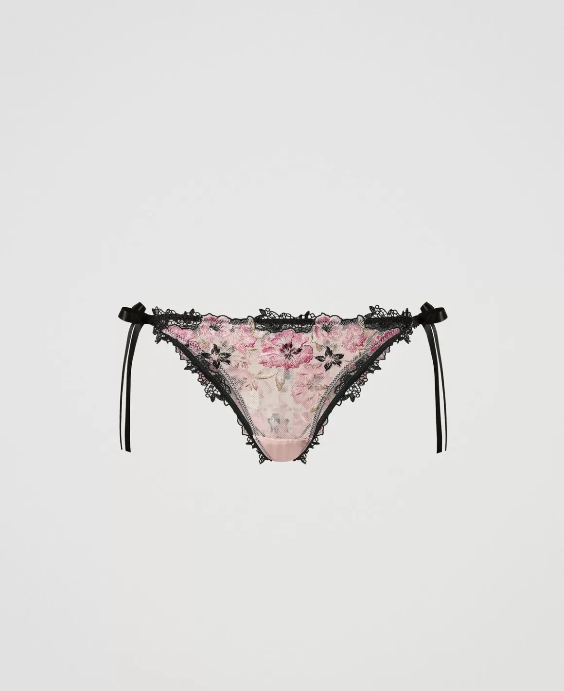 TWINSET Milano Sous-Vêtements Et Vêtements De Nuit*Slip Brésilien En Tulle Avec Nœuds Multicolore Blooming Broderie