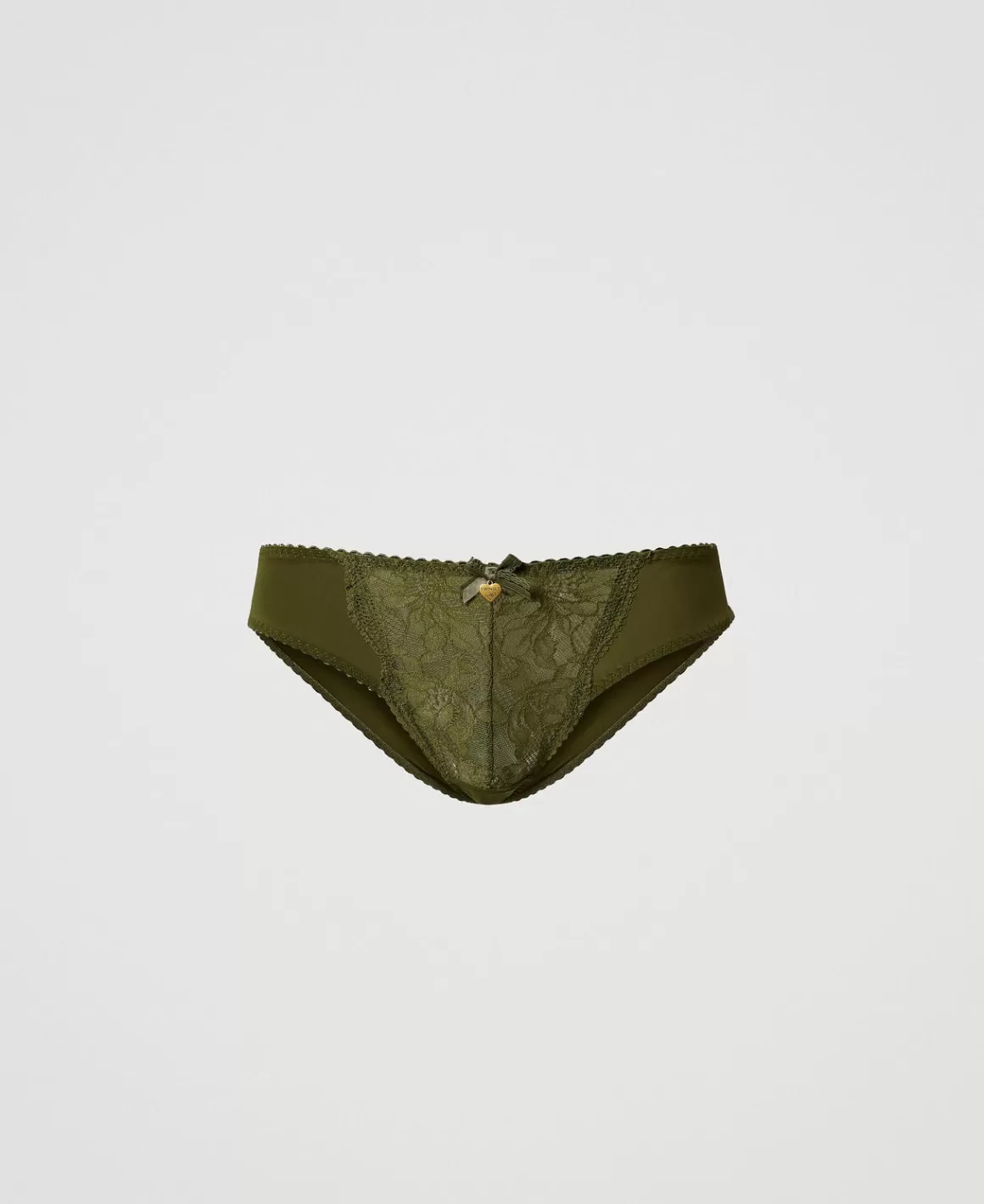 TWINSET Milano Sous-Vêtements Et Vêtements De Nuit*Slip En Dentelle Et Charmeuse Green Moss