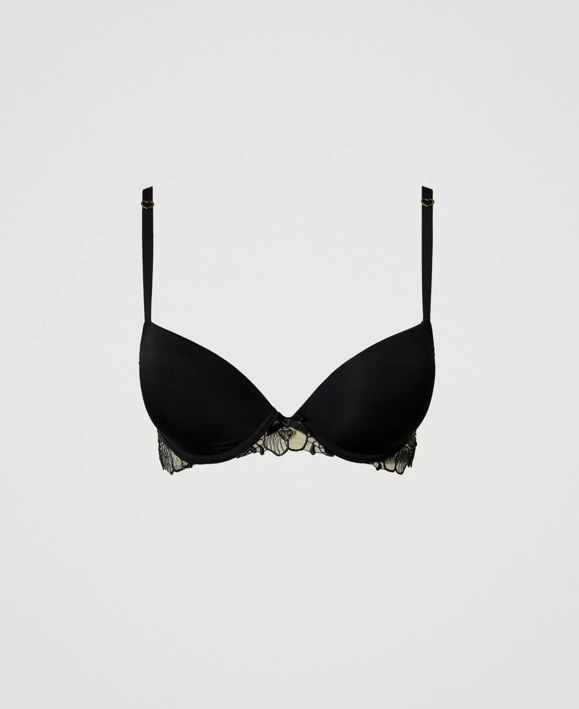 TWINSET Milano Sous-Vêtements Et Vêtements De Nuit*Soutien-gorge Push-up En Tulle Brodé Et Charmeuse Bicolore Wonder Beige/Noir