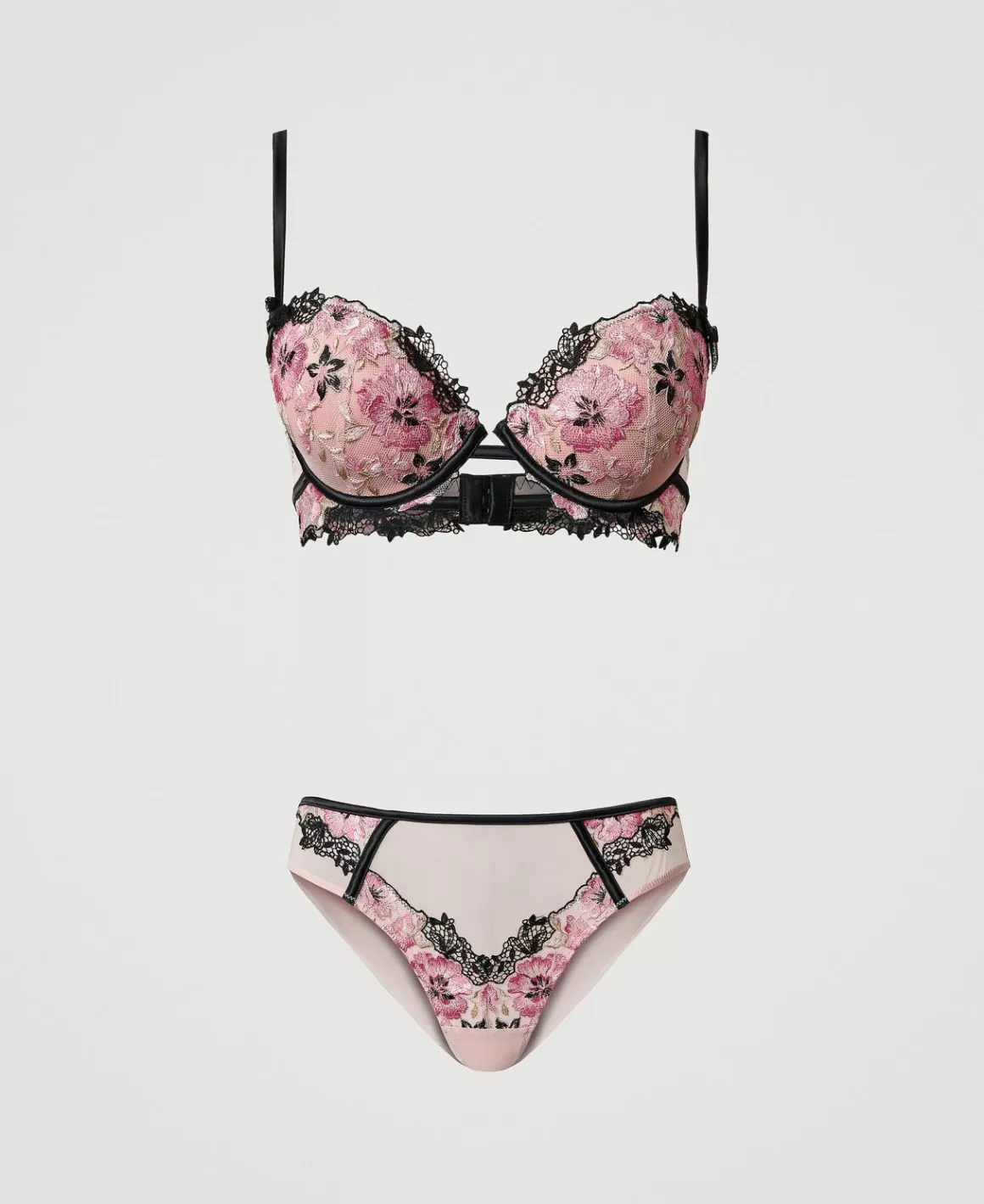 TWINSET Milano Sous-Vêtements Et Vêtements De Nuit*Soutien-gorge Push-up Et Slip Avec Broderie Multicolore Blooming Broderie