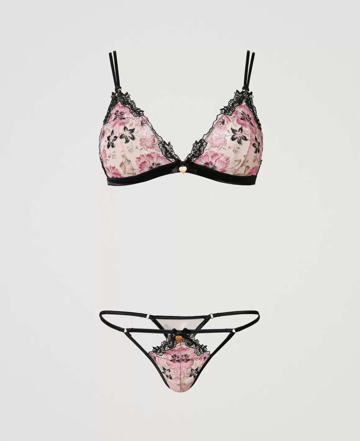 TWINSET Milano Sous-Vêtements Et Vêtements De Nuit*Soutien-gorge Triangle Et String Avec Broderie Multicolore Blooming Broderie