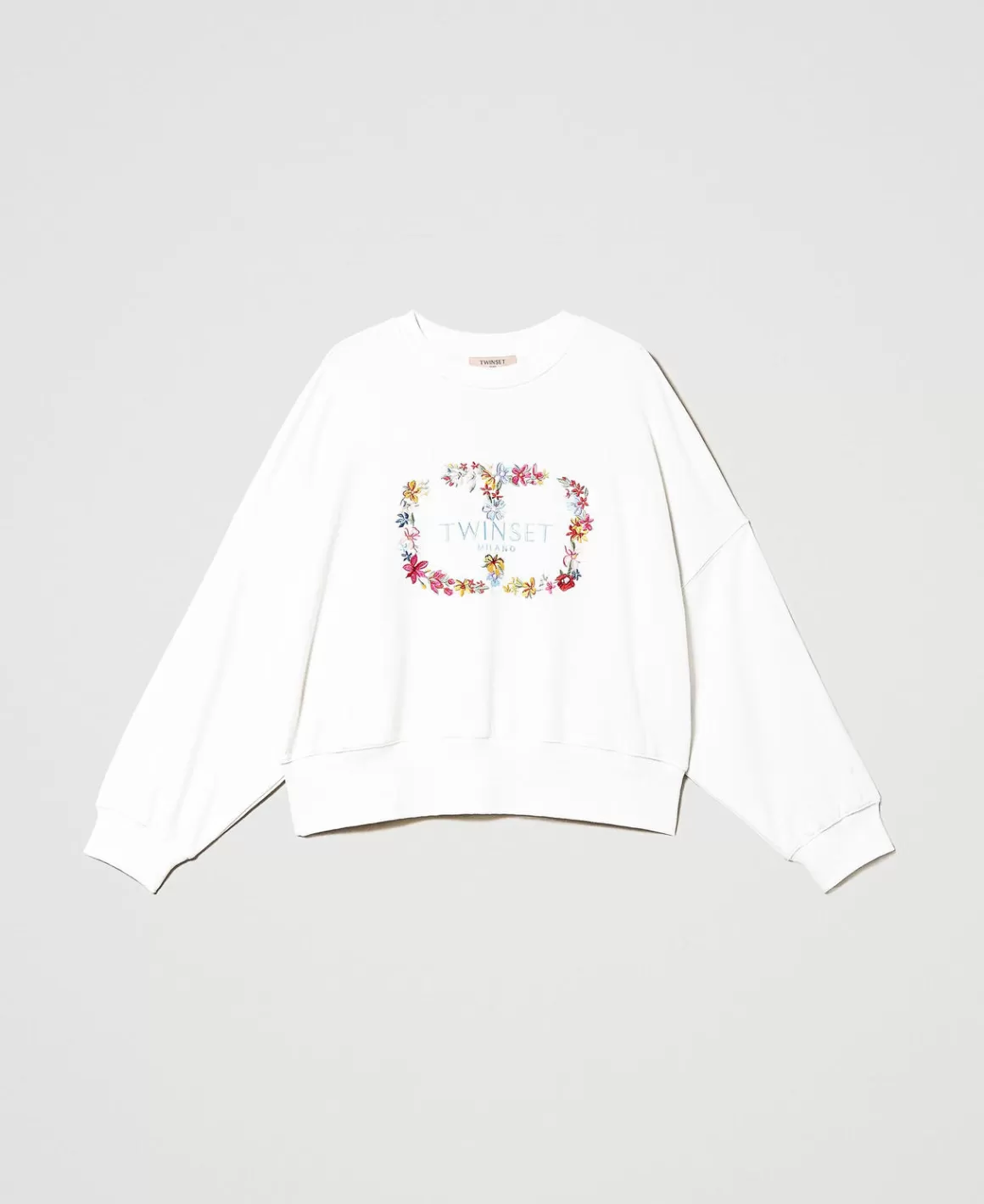 TWINSET Milano Sweat-Shirts*Sweat-shirt Avec Logo Oval T Floral Blanc Antique White