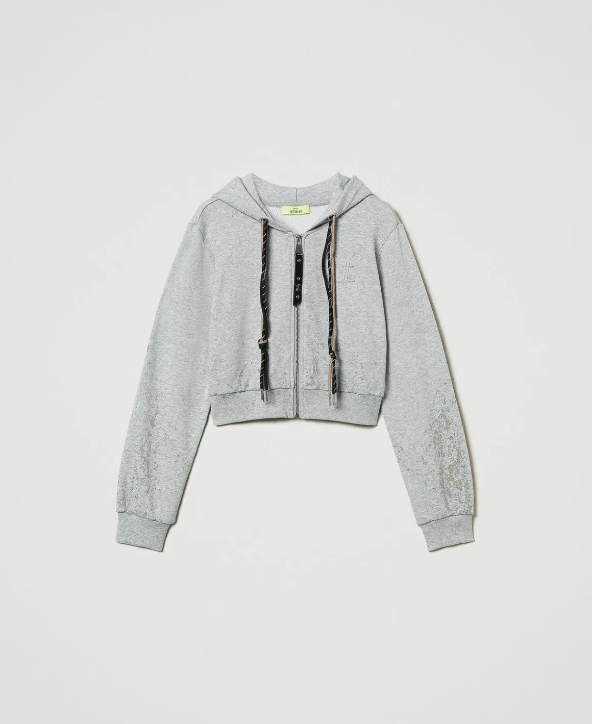 TWINSET Milano Sweat-Shirts*Sweat-shirt Cropped MYFO Avec Imprimé Pailleté Gris Mélangé