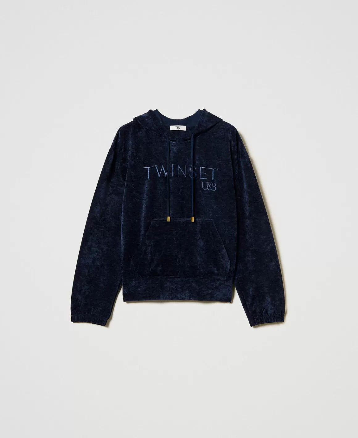 TWINSET Milano Sweat-Shirts*Sweat-shirt En Velours Avec Logo Brodé Bleu Blackout