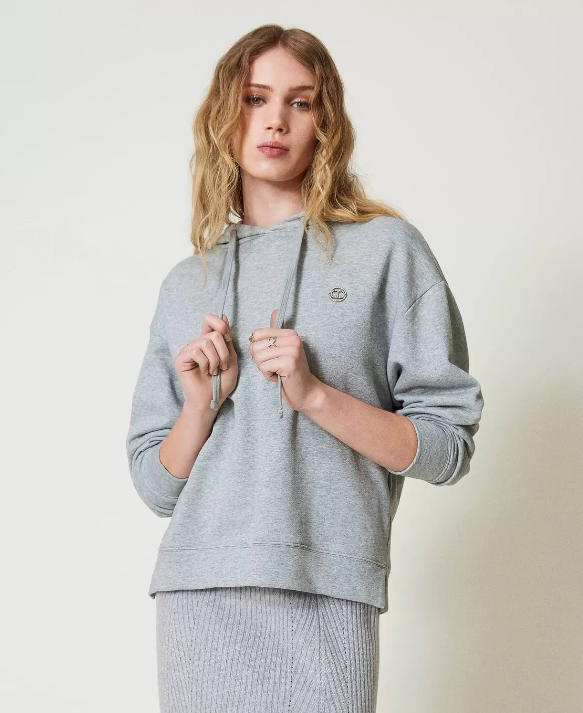 TWINSET Milano Sweat-Shirts*Sweat-shirt Oversize Avec Charm Oval T Gris moyen chiné