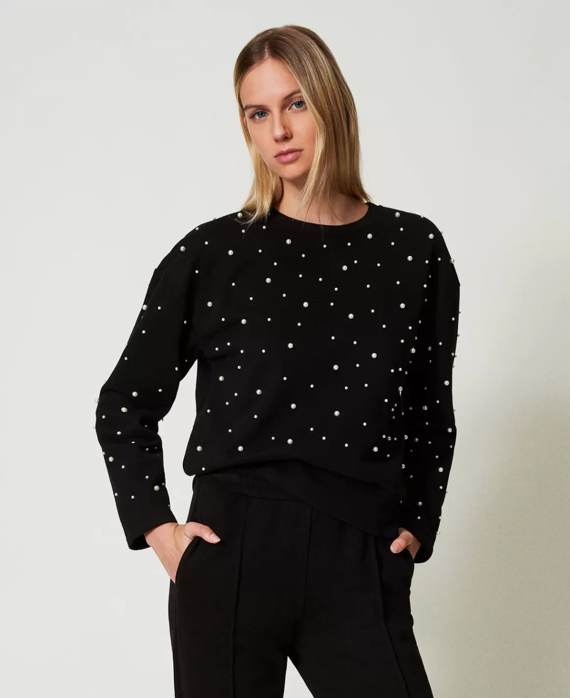 TWINSET Milano Sweat-Shirts*Sweat-shirt Ras-du-cou Avec Perles Noir