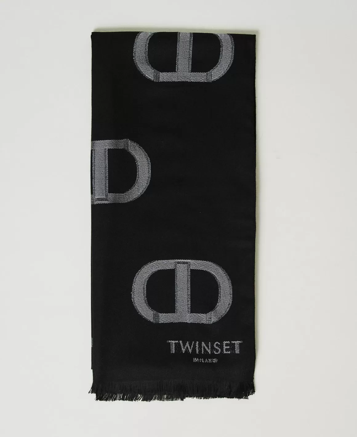 TWINSET Milano Écharpes*Étole Avec Motif Oval T Et Fil Coupé Noir