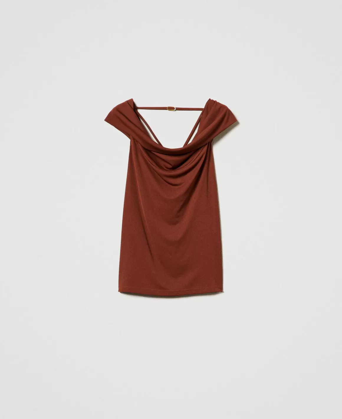 TWINSET Milano T-Shirts Et Tops*Top Avec Col Drapé Marron « Terre de Sienne »