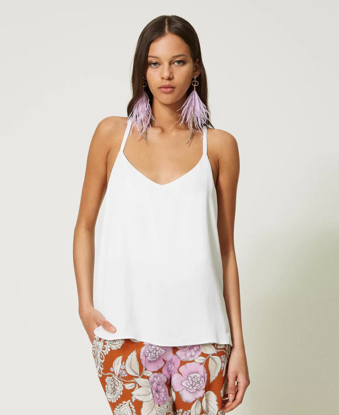 TWINSET Milano T-Shirts Et Tops*Top En Satin Blanc Neige