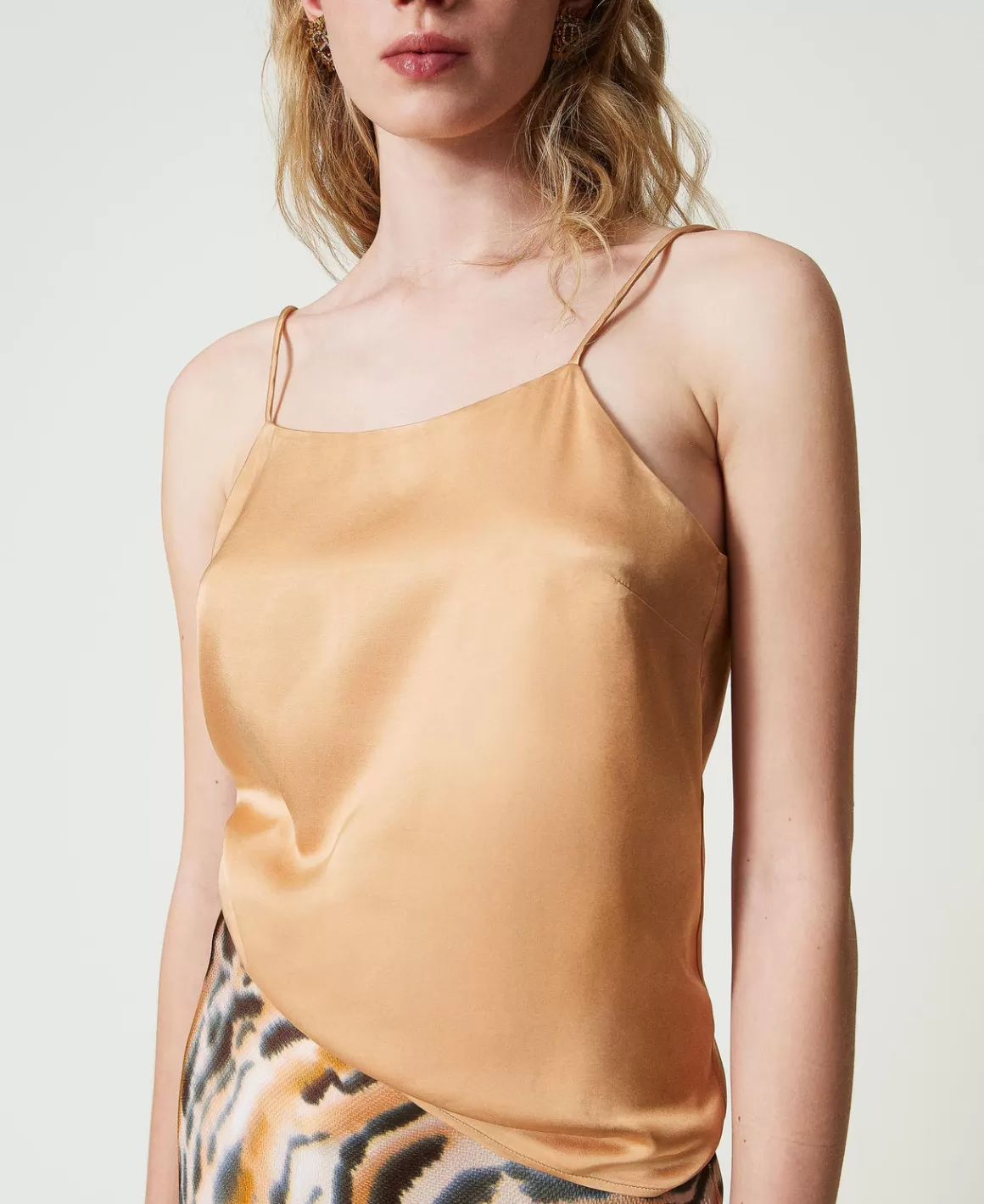 TWINSET Milano T-Shirts Et Tops*Top En Satin Avec Col Droit Orange « Bubbly »