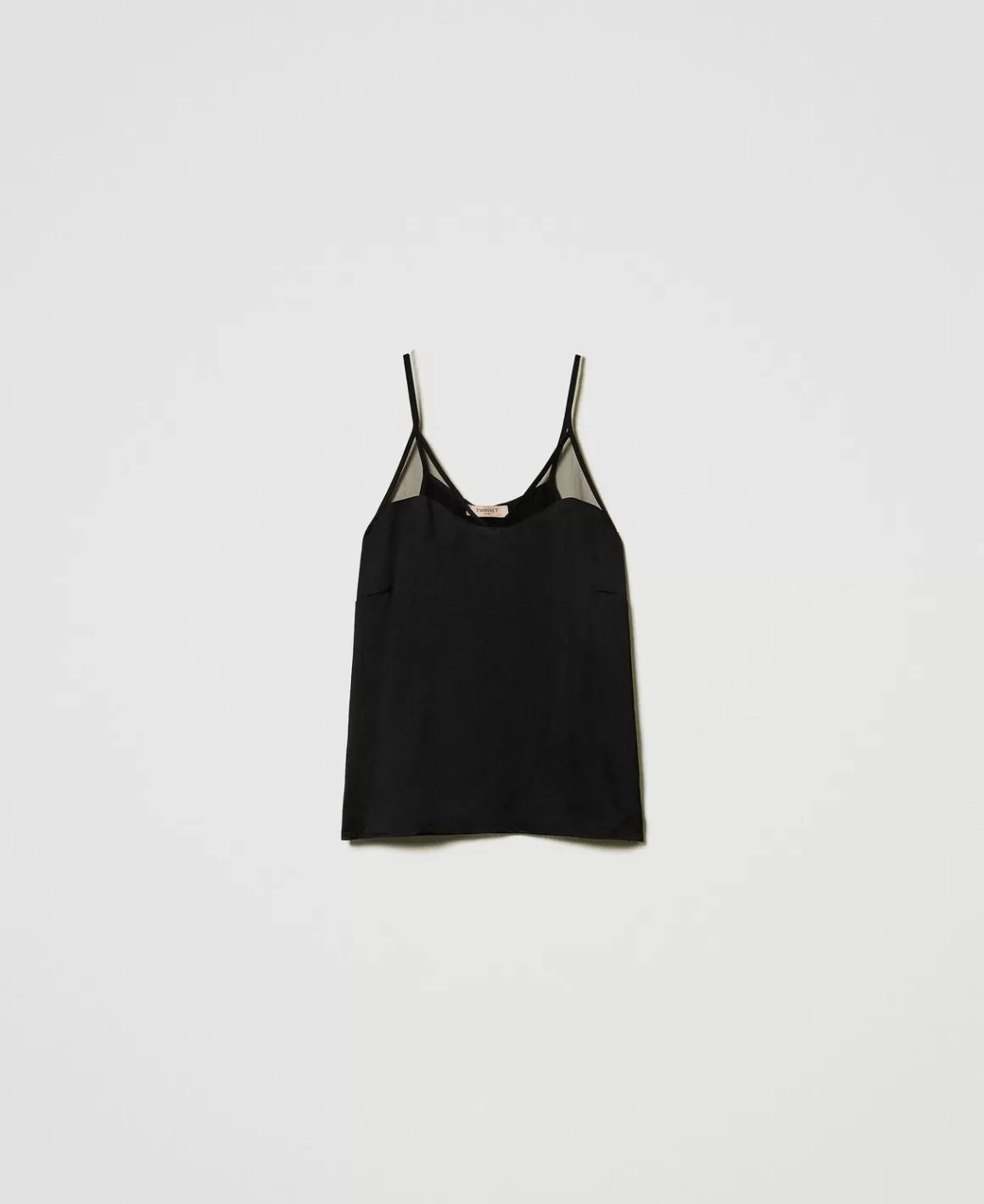 TWINSET Milano T-Shirts Et Tops*Top En Satin Et Tulle Noir