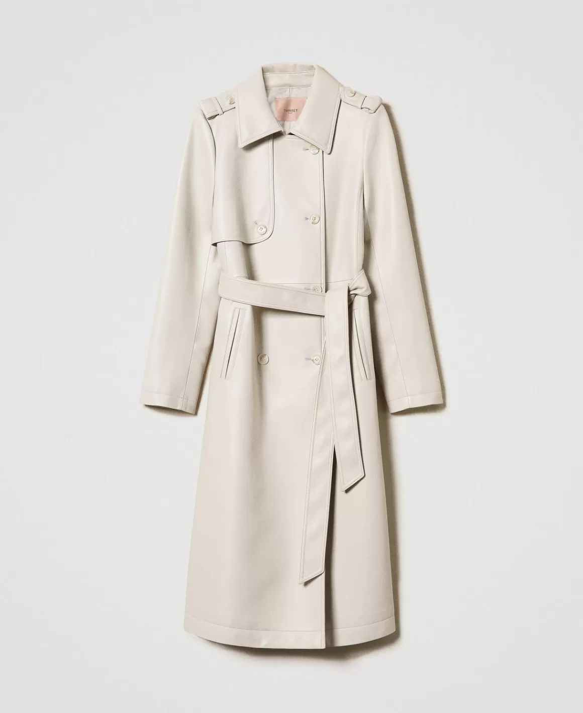 TWINSET Milano Manteaux Et Trenchs*Trench Long Enduit Avec Ceinture Blanc « Old White »