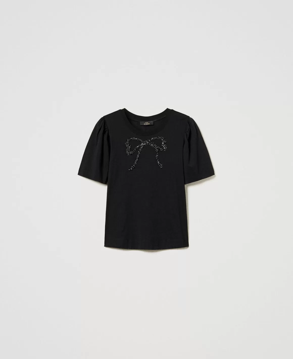 TWINSET Milano T-Shirts Et Tops*T-shirt Avec Broderie En Nœud Noir