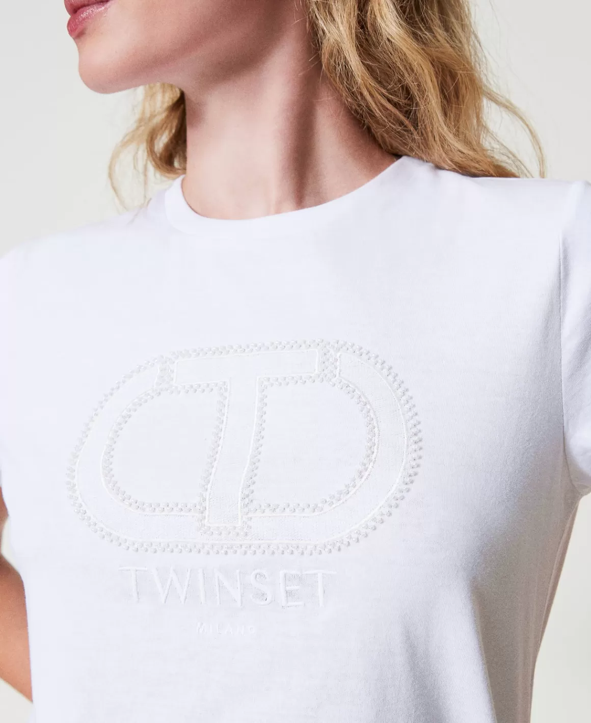 TWINSET Milano T-Shirts Et Tops*T-shirt Avec Broderie Siglée Oval T Blanc