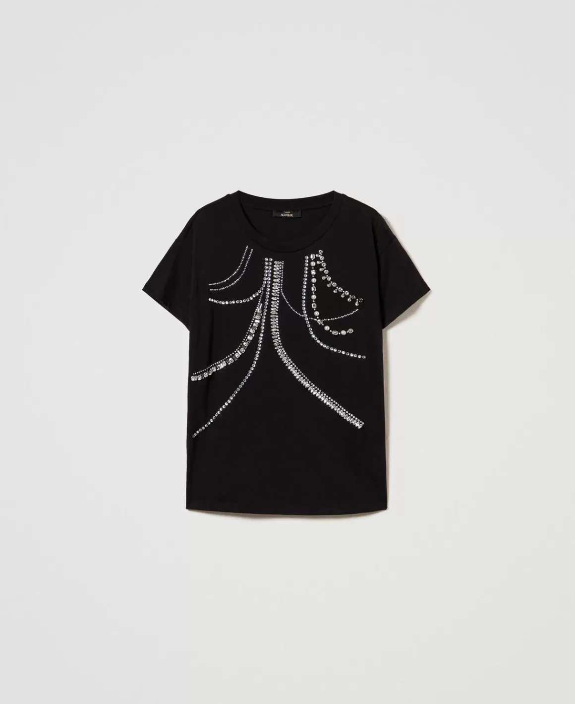 TWINSET Milano T-Shirts Et Tops*T-shirt Avec Broderies Et Perles Noir