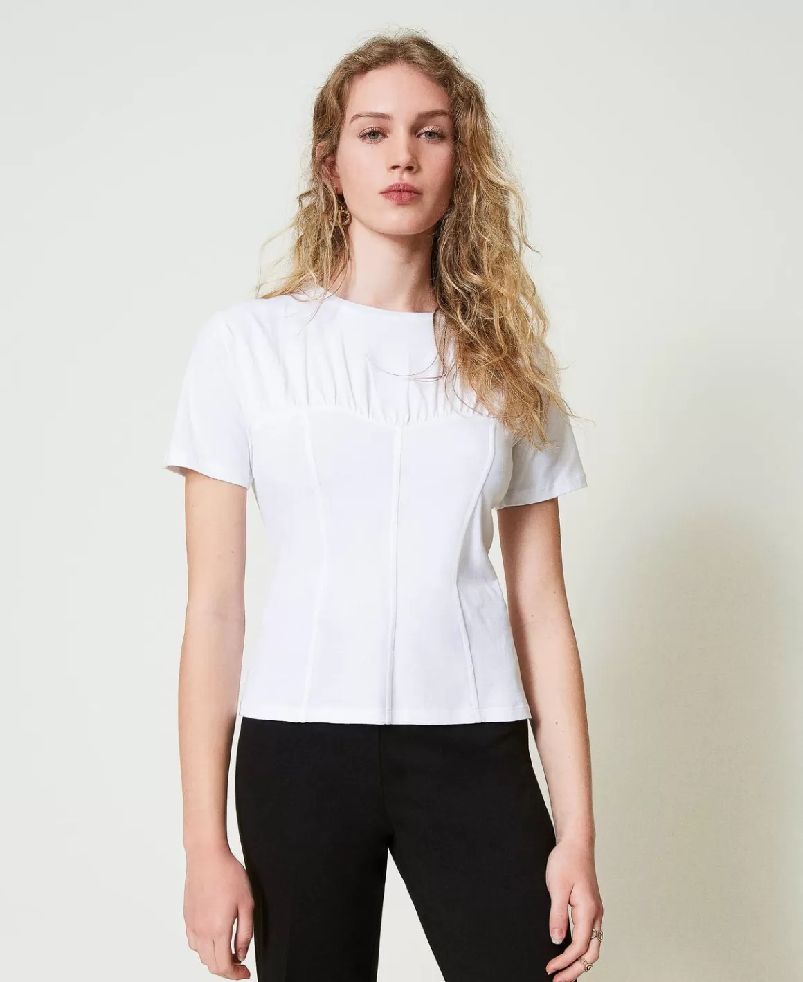 TWINSET Milano T-Shirts Et Tops*T-shirt Avec Construction Bustier Blanc