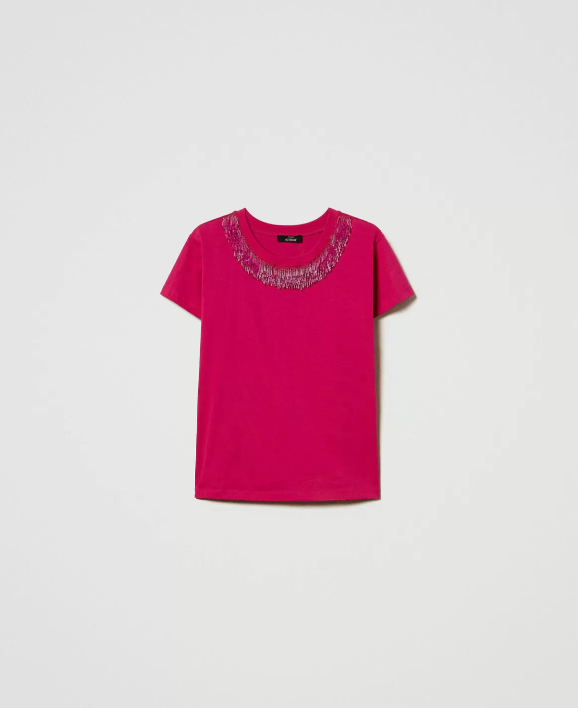 TWINSET Milano T-Shirts Et Tops*T-shirt Avec Franges Brodées Super Pink