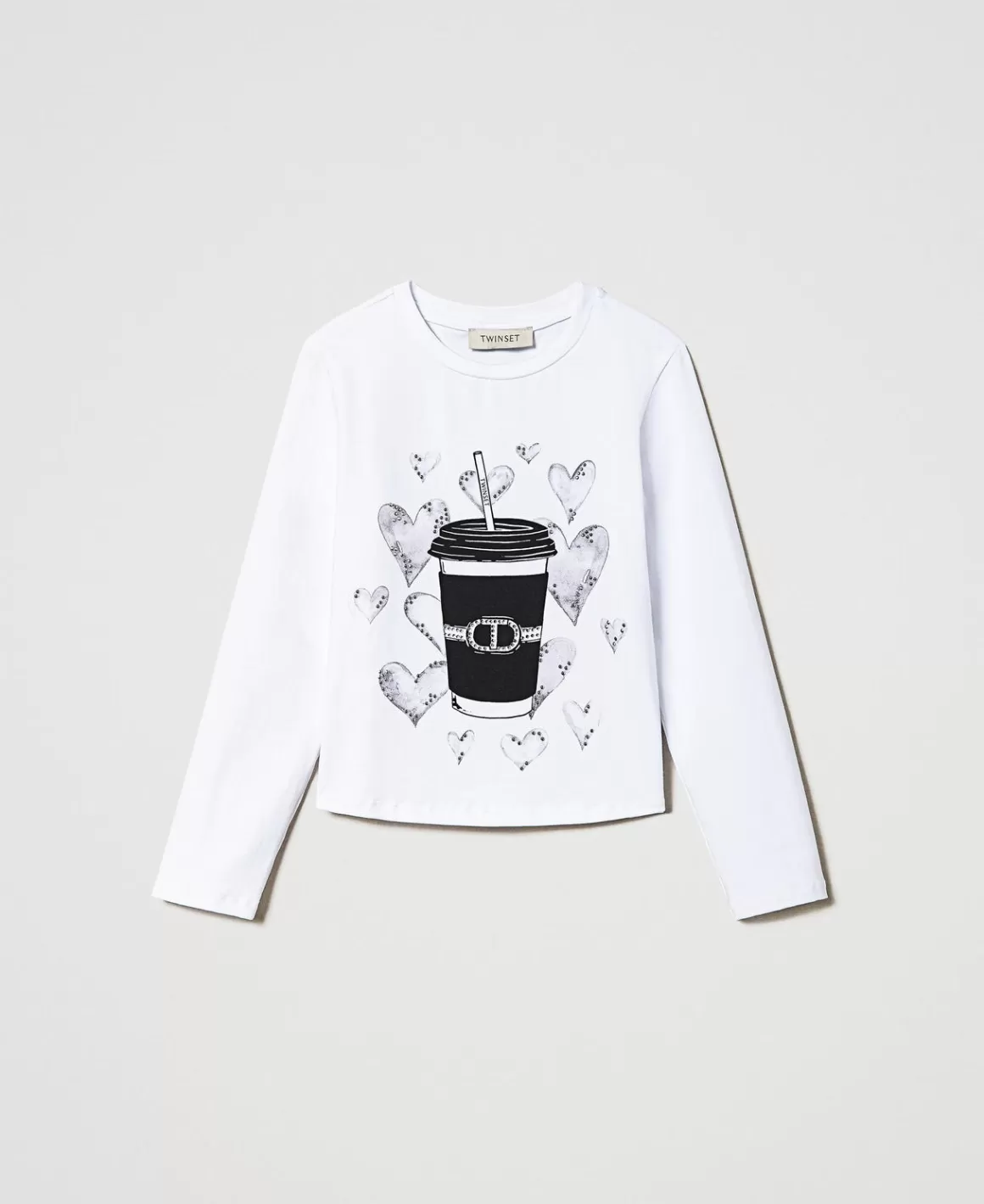 TWINSET Milano T-Shirts Et Tops*T-shirt Avec Imprimé Et Strass Off White