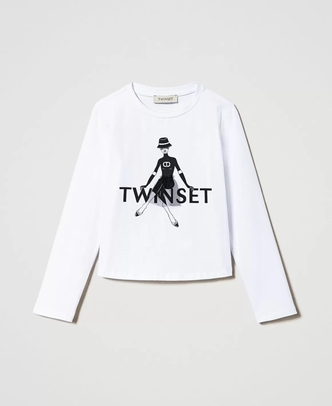 TWINSET Milano T-Shirts Et Tops*T-shirt Avec Logo Imprimé Pailleté Off White