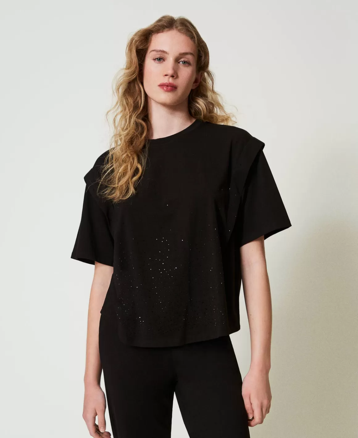 TWINSET Milano T-Shirts Et Tops*T-shirt Avec Strass Dégradés Noir