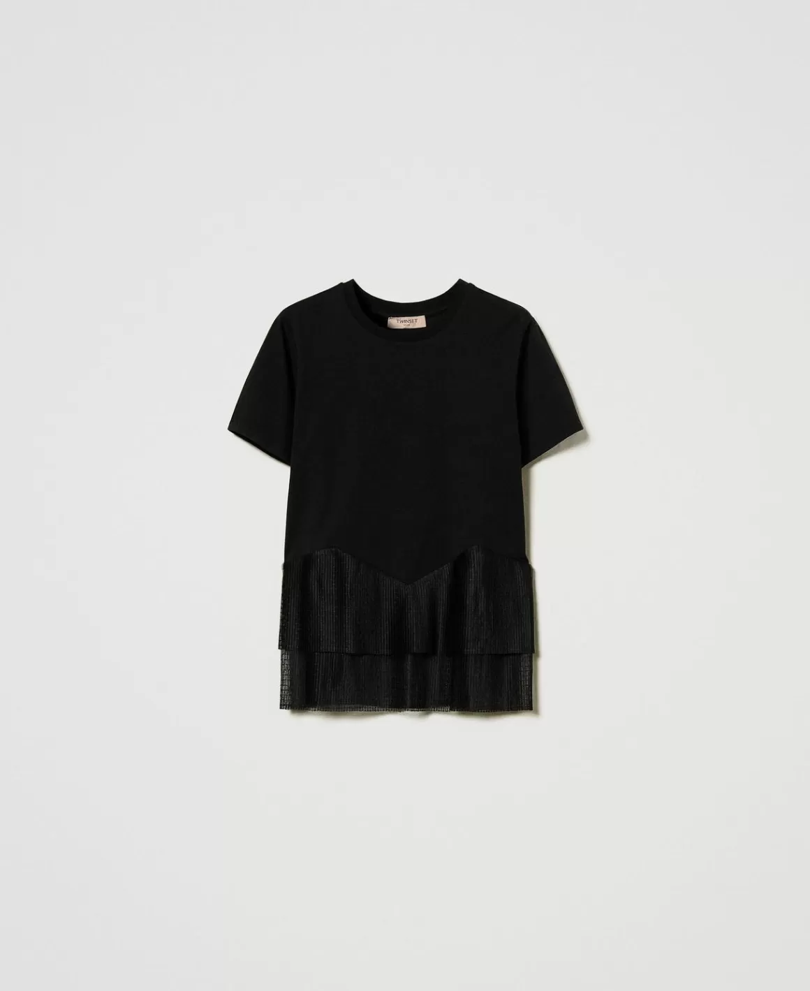 TWINSET Milano T-Shirts Et Tops*T-shirt Avec Volants En Tulle Noir